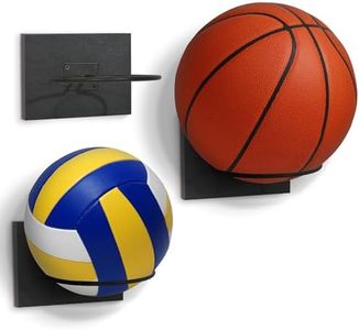 Americanflat Basketball Display for Wall - Set of 3 - Ideal for Soccer Ball, Volleyball and Basketball - Space-Saving Sports Ball Organizer for Garage, Office, or Bedroom - All-Star Collection - Black