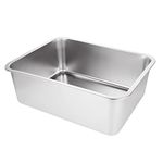 Aselected Washing Up Bowl, 304 Stainless Steel Large Rectangular 17 Litre Washing Basin, Dishtub, Mixing Bowl, Plastic Free, 45X35X15CM