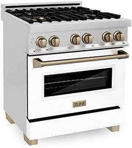 ZLINE Autograph 30" Legacy Dual Fuel Range w/ 4 Burners & White & Bronze Accents (RAZ-WM-30-CB)