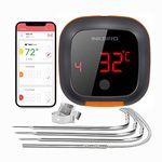 Inkbird IBT-4XS BBQ Thermometer Bluetooth Meat Thermometers, 150ft Wireless Meat Thermometer with 4 Probes, Meat Thermometer Wireless Probe for Smoker Grill Oven Kitchen Cooking