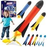 Toy Rocket Launcher for Kids, Sports Games Outdoor Toys-Shoots Up to 100+ Feet, 5 Colorful Foam Air Rockets and 1 Stomp Launch Pad, Gift Toys for Kids Boys and Girls Aged 3+ Year Old