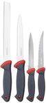 Amazon Brand - Solimo Premium High-Carbon Stainless Steel 4 Piece Knife Set | Laser, Plain, Carving and Bread Knife | Ergonomic Handle Design