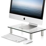 FITUEYES Clear Monitor Stand, Height Adjustable Computer Monitor Riser, Desktop Stand for Laptop PC Printer TV Screen, Home Office Supplies Desk Organization DT103801GC