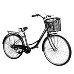 Comfort Beach Cruiser Bike, 26 Inch Wheels Adult Cruiser Bicycle, Touring Bike with Basket, Carbon Steel Frame Urban Bike for Women Men Youth