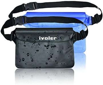 ivoler [2 Unidades Riñonera Impermeable Universal con Correa de Cintura, Bolsa Estanca para Playa, Floating, Rafting, Kayak, Senderismo, Pesca, Escalada, Camping, etc. (Negro+Azul)