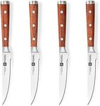 FOXEL Steak Knives Knife Set of 4, 8, or 12 - Non Serrated Straight Edge Blade w/Weighted Full Tang Sandal Wood Handle - Japanese VG10 Stainless Steel Steak Knife Gift Box - Hand Wash Only