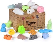 Nutty Toys Animal Squishies, 20 Soft & Cute Kawaii Fidgets | Top Classroom Prizes, Bulk Pinata & Egg Fillers | Unique Gifts for Kids, Teens, Adults | Best Boys & Girls Easter Basket Stuffers Idea 2024