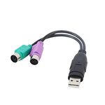 TanQY PS2 to USB Adapter For Keyboard & Mouse with PS2 Interface,Built-in USB IC,Support PS/2 Port of KVM Switch ((Purple&Green)