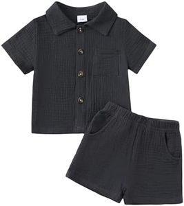Jecson Baby Boy Clothes 0-3 Months to 3T Infant Toddler Boy Outfits Summer Cotton Baby Boy 2 Piece Outfit Set Button Down Shirt and Shorts for Boys