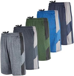 Real Essentials Dry Fit Dri-Fit Big Boys Girls Youth Clothing Active Athletic Performance Basketball Soccer Tennis Exercise Summer Activewear Gym Teen Running Shorts, Set 6, L (12/14), Pack of 5