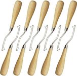 ROYHOO 10PCS Wooden Bent Latch Hook Tool Knitting Tool Needle Hook with Wood Handle for Crafts Carpet