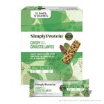 Simply Protein - Mint Chocolate Crispy Bars - Plant Based Protein Bars - Low Carb, Low Sugar, High Fibre - 13g Protein, 2g Sugar, 7g Fibre - Vegan, Gluten Free, Non GMO, Kosher - 12 Bars