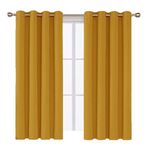 Home In Style 4U Blackout Ring Top Eyelet Curtains for Bedroom Soundproof Thermal Noise Reduce Curtains for Living room with Tie Back 2 Panels Curtain(90" x 108", Ochre Yellow)