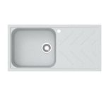 Carysil Original Schock German Engineered Technology Quartz New Beethoven D100L Single Bowl With Drain Board Matt Kitchen Sink - (Whisper Grey, 40X20)