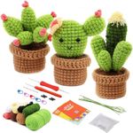 ALINK Crochet Starter Kit, Crochet Kit for Beginners, Beginner Crochet Kit for Adults, with Crochet Hooks, Yarn, Polyester Fiber, Stitch Markers, Plastic Eyes and Instructions - Green 3 pcs