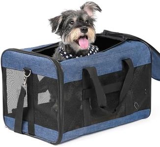 Conlun Transporteur pour Chien Souple, Sac pour Chat avec Laisse intérieure, Transport pour Grands Chats et Chiens Moyens Jusqu’à 9 kg, Sac Pliable pour Chiots -Bleu,L