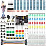 Miuzei Basic Starter Kit for Arduino Projects with Breadboard, Power Supply Module, Jumper Cable, Resistors, LED, Electronic Breadboard Set, Compatible with Arduino R3, Nano, Raspberry Pi