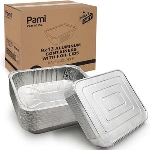 PAMI Aluminum Food Containers With Lids Half Size, Deep [Pack of 25] - 9”x13” Oven & Freezer Safe Tin Food Trays- Aluminum Baking Pans With Lids For Grill, Roast, BBQ- To Go Foil Takeout Containers