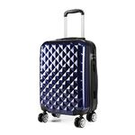 Kono 20" Hand Luggage Lightweight Hard Shell PC and ABS Suitcase 4 Spinner Wheels 360 Degree Rolling Cabin (Small, Navy)