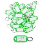 WINTEX Key Ring with Tags - 100 pcs - Heavy Duty Plastic Fobs with Labels - Coloured Key Chain Rings for Organising, Travelling, or Pets - Green…