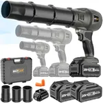 Cordless Leaf Blower with 2-Battery Fast Charger | 200,000 RPM Powerful Motor with 3-Section Adjustable Nozzle for Yard Garage Car Cleaning