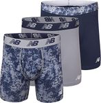 New Balance Men's Big & Tall 6" Boxer Brief Fly Front with Pouch, 3-Pack, Print/Steel/Pigment, 4XL