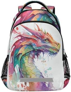 BOENLE Kids Backpack for Boys Girls Elementary School Bag Bookbag Travel Rucksack, Watercolor Dragon, 11.6"L X 6.9"W X 16.7"H, Traditional Backpacks