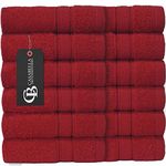 CasaBella Pack Of 12 100% Cotton Face Cloth Towels Flannels Wash Cloth 550 Gsm (12 Pieces Face Towel Set, Red) (12 Pieces Set, Red)