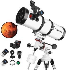 Telescope 150EQ Astronomical Reflector Telescopes for Adults, Professional Manual Equatorial Telescope for Kids & Beginners.Comes with 2X Barlow Lens Phone Adapter,Stainless Tripod and Moon Filter