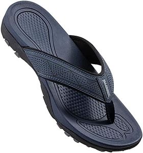 HAOLIRA Men's Flip Flops with Arch Support Indoor Outdoor Beach Thong Sandals Comfort Non-Slip Orthotic Sandals, Na1 Blue, 8