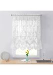 Loft Living Louis Embroidered Floral Lace Window Balloon Curtain Panel 55" x 63" in White