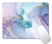 BLUEBOOD Small Mouse Pad, Pretty Flower Mouse Pads for Laptop, Personalized Portable Travel Mousepad for Wireless Mouse (Purple Gold Marble)