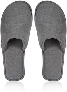 MIFUZI Men's House Soft Slippers Closed Toe comfortable Sole Bedroom Indoor Carpet Home Winter Trendy Slippers (Grey, 7)