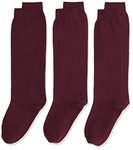 Jefferies Socks Girls' School Uniform Knee-High Sock, Pack of Three, Burgundy, Large