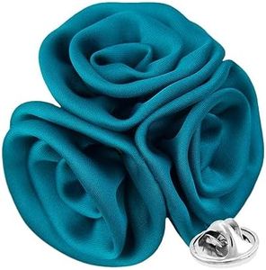 Vittorio Vico Premium Trio Cluster Flower Lapel Pin - Formal Brooch, Boutonniere for Men (Teal)