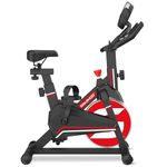 Sparnod Fitness SSB-08N Spin Bike for Home Use 8 kg Flywheel, Digital Display Console, Heart Rate Sensor, Fully Adjustable Seat & Handlebar, Silent Belt Drive, Carbon Steel Frame, Max User Weight 130kg