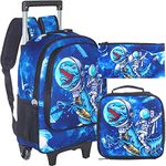 3PCS Rolling Backpack for Boys, Kids Dinosaur Wheeled Bookbag，Travel Roller School Bag with Wheels