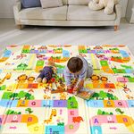 Bammax X-Large Waterproof Foam Padded Baby Play Mat | Reversible & Foldable | Safe & Thick Baby Foam Play Mat | 1.8m x 2m | Use as Baby Crawling Mat or Kids Play Mat for Floor | Includes Travel Bag