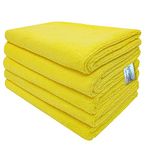 SOFTSPUN Microfiber Cloth - 5 pcs 40x60 cms 340 GSM Yellow Thick Lint & StreakFree Multipurpose Cloths Automotive Microfibre Towels for Car Bike Cleaning Polishing Washing & Detailing.