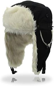 Onway Winter Trapper Hat Unisex Aviator Bomber Hat Warm Faux Fur Adjustable Ear Flaps Men, Black&White