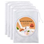 4 Pack Nut Milk Bag,Food Grade Nylon Nut Bag Strainer,7.9 x 11.8 inch Cheese Cloth Bag for Straining Fruit Juice,Nut Milk,Doufu,Almond,Coffee,Yogurt and Soup (Nylon, 7.9x11.8)