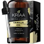 KRIAA Goodness Vanilla Essential Oil 120ml with Dropper Pure & Organic, for Aromatherapy, Massage, Spray, Incense, Perfume, Candle Making, Sweet Fragrance Diffuser Use Huile Essentielle Travel Essentials