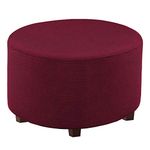 MOVKZACV Round Ottoman Slipcover Footstool Protector Covers Storage Stool Ottoman Covers Stretch with Stretch Bottom, Textured Checked Jacquard Fabric Machine Washable