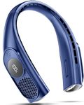 Portable Neck Fans that Blow Cold Air, Wearable Bladeless Neck Fan, Rechargeable 360°Personal Fan Neck Cooler, 3-Speed, LED Display, 4000mAh, Type-C Port, For Travel, Birthday Gift for Women-Blue