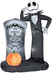 Gemmy Airblown Jack Skellington w/Tombstone Scene Disney, 6 ft Tall, Black