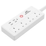 Smart Power Strip WiFi Plug Surge Protector, Extension Lead with 4 Separate Controllable AC Outlets and 4 USB Port (Quick Charge With Type-C)