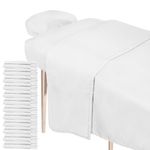 Oudain 12 Sets Soft Microfiber Massage Table Sheets Set Bulk 3 Piece Set Includes Massage Table Cover, Massage Fitted Sheet, and Massage Face Rest Cover (White)