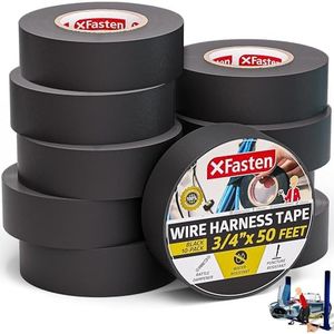 XFasten Wire Harness Tape 10-Pack 3/4 Inch x 50-Feet 500ft Total Residue-Free High Heat Resistant Automotive Wire Loom Tape Cloth Electrical Tape Automotive Fabric High Heat Cable Wrap Tape