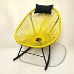 Modern Vibrant Coloured Rocking Chair with Cushion. Indoor/Outdoor Lounge Chair for Garden, Patio, Porch and Decking. Banana (Yellow), Raspberry (Pink), Orange, Black, Brown & Grey (Yellow)