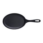 Victoria SKL-218 Oval Griddle Seasoned Cast Iron Fajita Skillet, Regular, Black